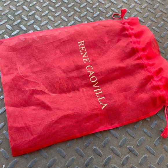 Rene Caovilla Dust Bag Red Organza Fabric Draw String Storage Bag Authentic - Picture 5 of 11